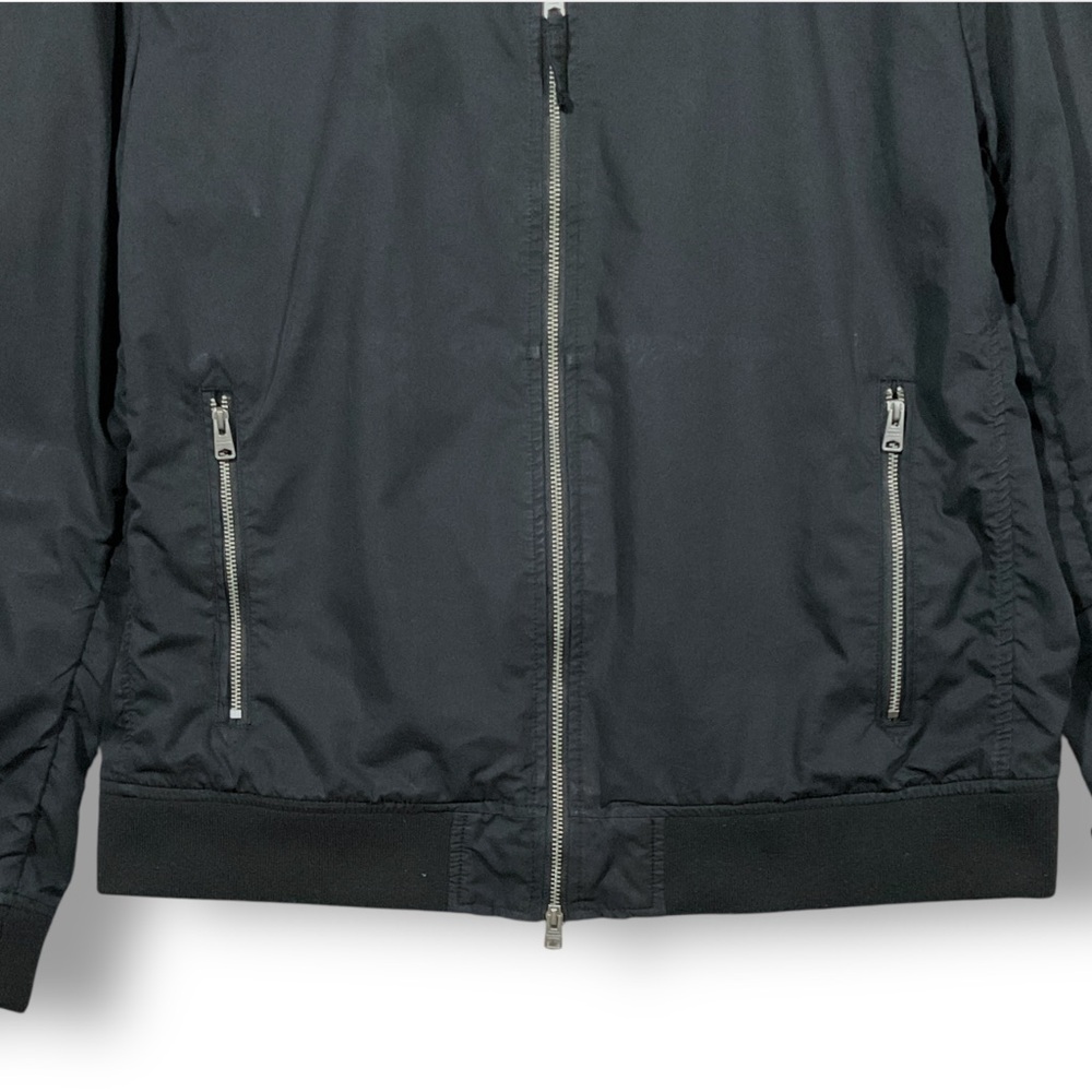 All Saints Mens Bomber Jacket Sz L Lightweight Cotton Moto Black Outdoor - Picture 4 of 13